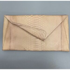 W. H. Petronela Genuine Python Skin Blush Pink Leather Suede Interior‎ Clutch#34
